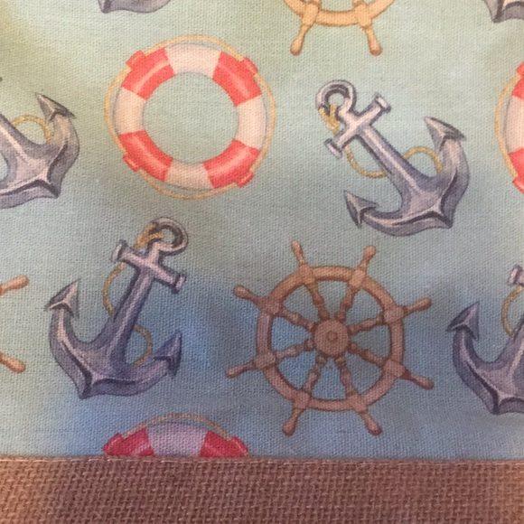 Blue Anchor Print Zipper Closure Beach Tote Bag - Picture 7 of 8